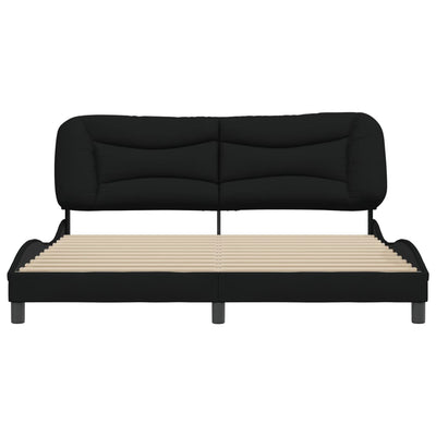 Bed Frame with Headboard Black 183x203 cm King Size Fabric