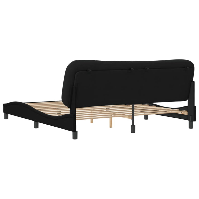 Bed Frame with Headboard Black 183x203 cm King Size Fabric