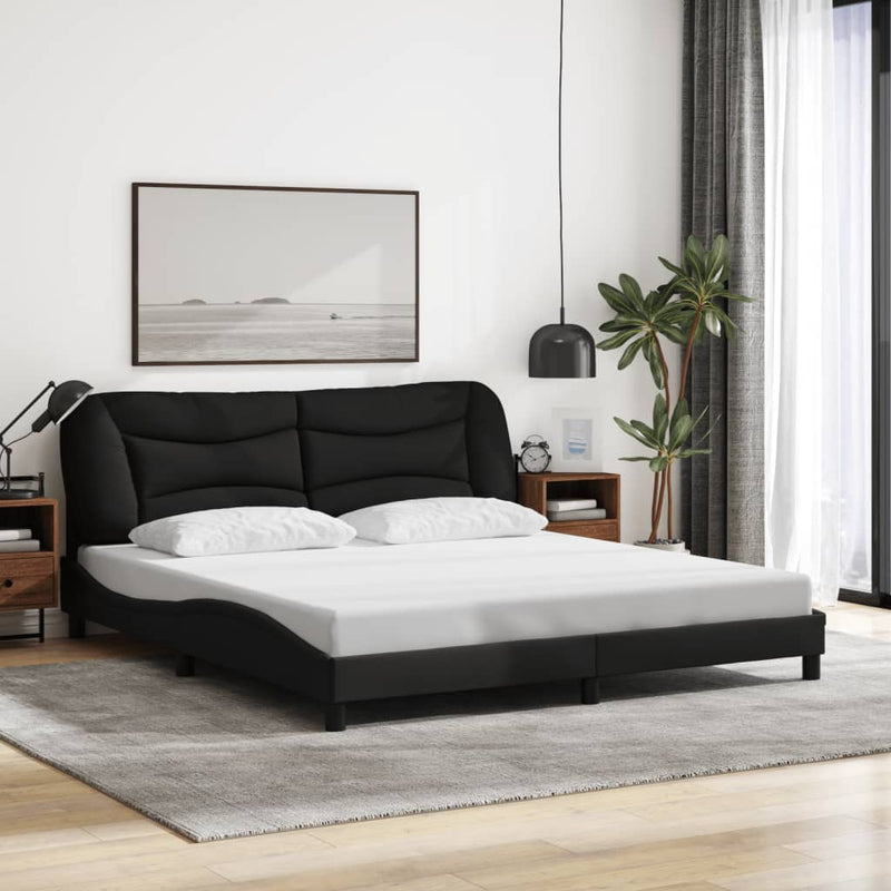 Bed Frame with Headboard Black 183x203 cm King Size Fabric