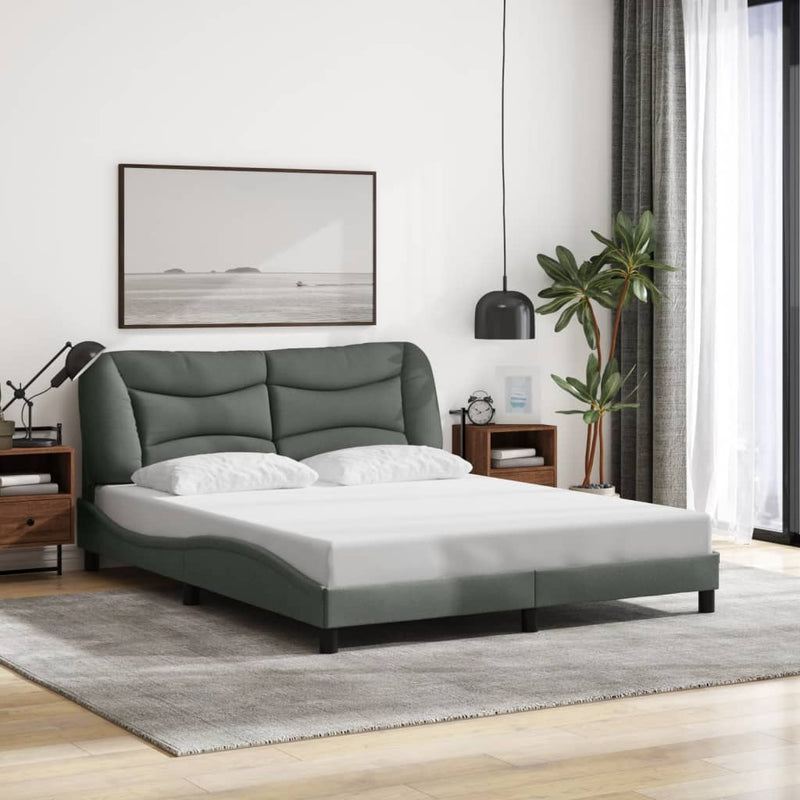 Bed Frame without Mattress Dark Grey 152x203 cm Queen Fabric