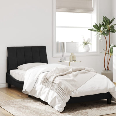 Bed Frame with Headboard Black 90x190 cm Velvet