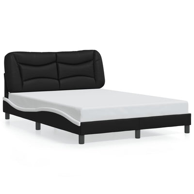 Bed Frame without Mattress Black and White 137x187 cm Double Faux Leather