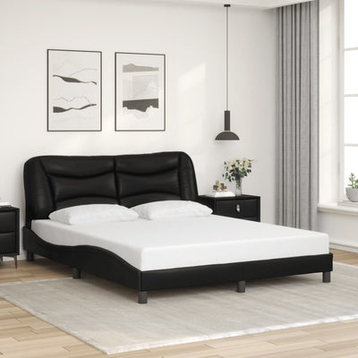 Bed Frame without Mattress Black 152x203 cm Queen Faux Leather