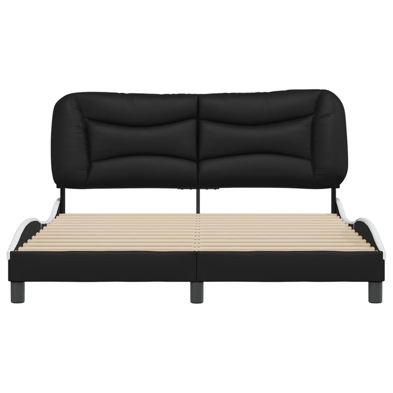 Bed Frame without Mattress Black and White 152x203 cm Queen Faux Leather