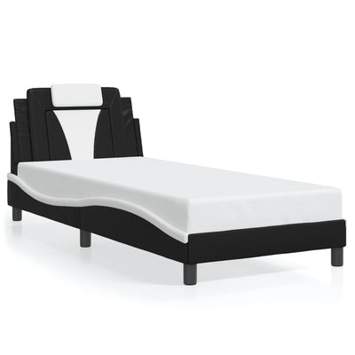 Bed Frame without Mattress Black and White 90x190 cm Faux Leather