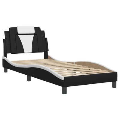 Bed Frame without Mattress Black and White 90x190 cm Faux Leather