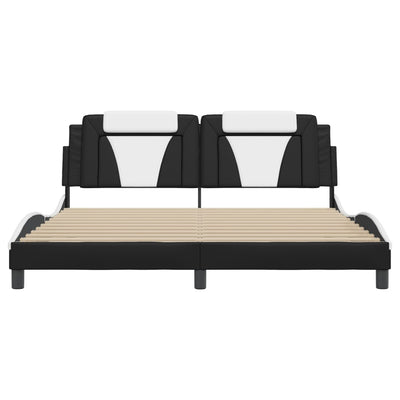 Bed Frame without Mattress Black and White 183x203 cm King Faux Leather