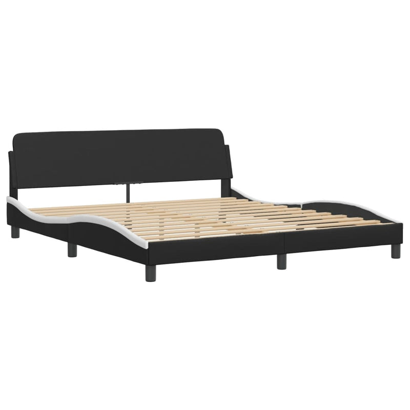 Bed Frame without Mattress Black and White 183x203 cm King Faux Leather