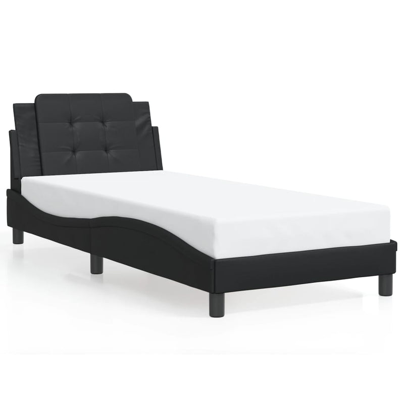 Bed Frame without Mattress Black 90x190 cm Faux Leather