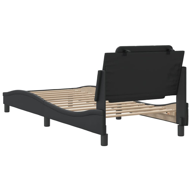 Bed Frame without Mattress Black 90x190 cm Faux Leather