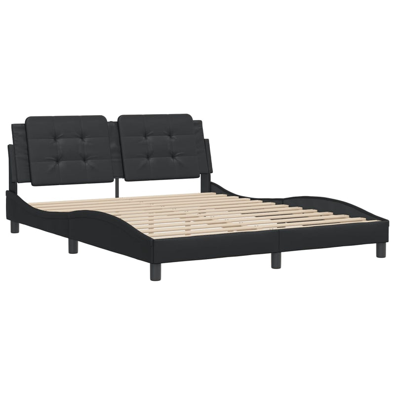 Bed Frame without Mattress Black 152x203 cm Queen Faux Leather