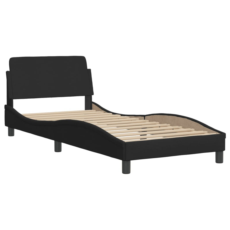 Bed Frame with Headboard Black 92x187 cm Single Size Fabric