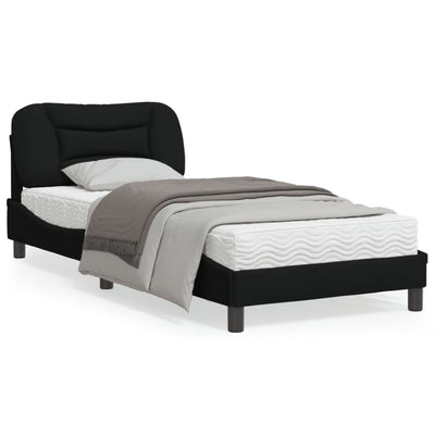Bed Frame with Headboard Black 92x187 cm Single Size Fabric