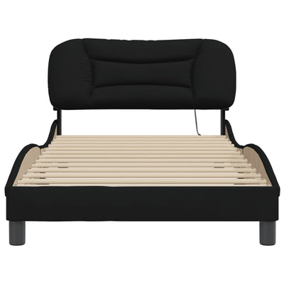 Bed Frame with Headboard Black 106x203 cm King Single Size Fabric