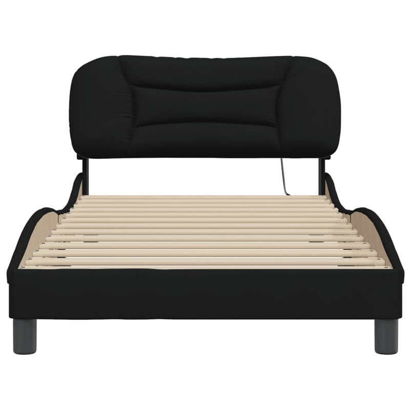 Bed Frame with Headboard Black 106x203 cm King Single Size Fabric