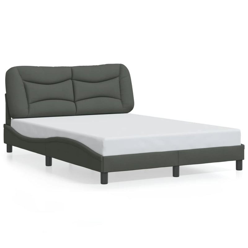 Bed Frame with Headboard Dark Grey 137x187 cm Double Size Fabric