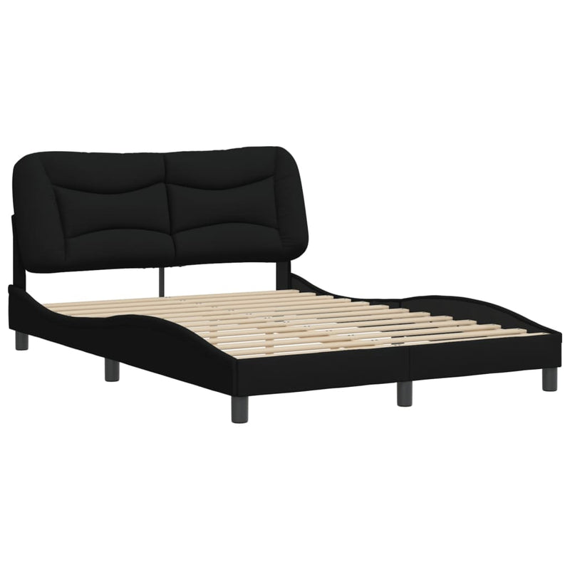 Bed Frame with Headboard Black 137x187 cm Double Size Fabric