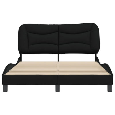 Bed Frame with Headboard Black 137x187 cm Double Size Fabric