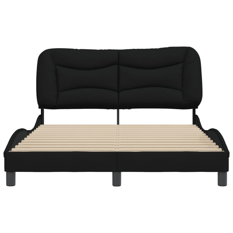 Bed Frame with Headboard Black 137x187 cm Double Size Fabric