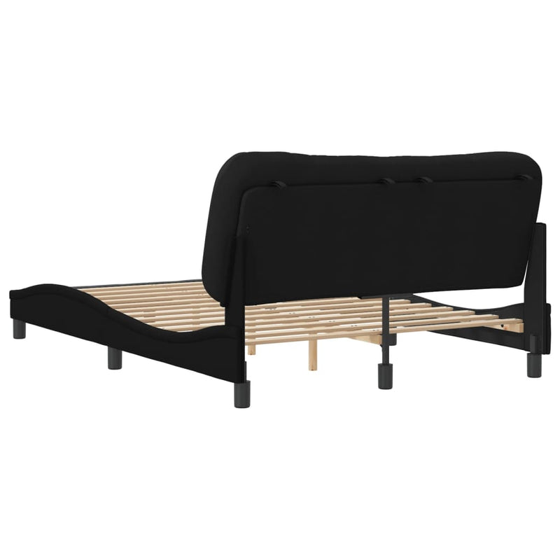 Bed Frame with Headboard Black 137x187 cm Double Size Fabric