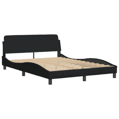 Bed Frame with Headboard Black 137x187 cm Double Size Fabric