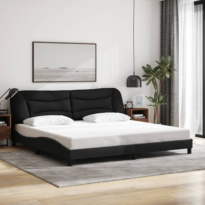 Bed Frame with Headboard Black 183x203 cm King Size Fabric