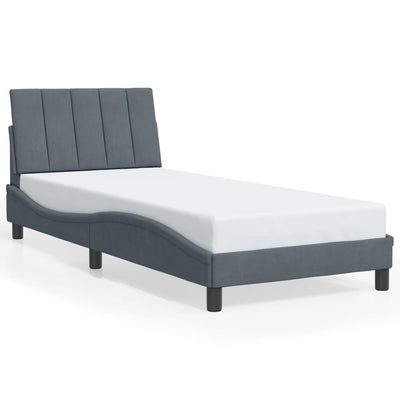 Bed Frame with Headboard Dark Grey 92x187 cm Single Size Velvet