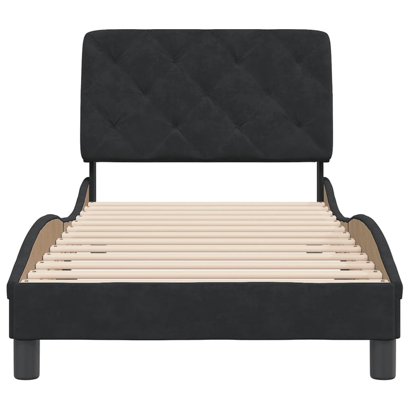 Bed Frame with Headboard Black 92x187 cm Single Size Velvet