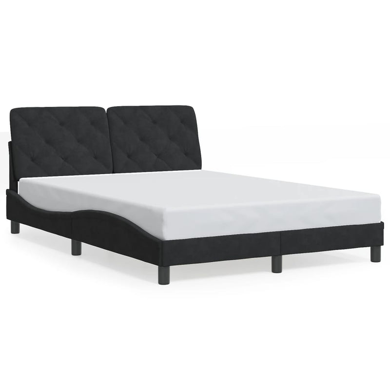 Bed Frame with Headboard Black 137x187 cm Double Size Velvet