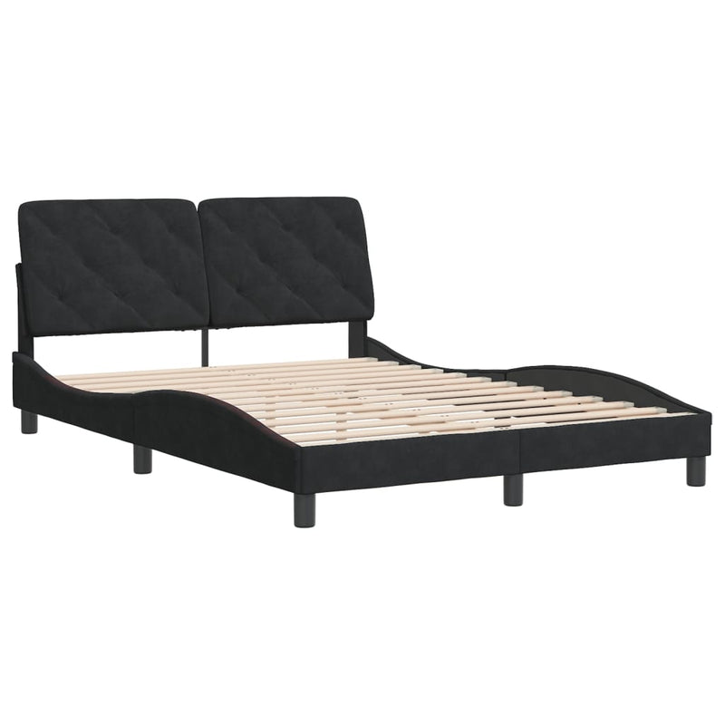 Bed Frame with Headboard Black 137x187 cm Double Size Velvet