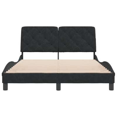 Bed Frame with Headboard Black 137x187 cm Double Size Velvet