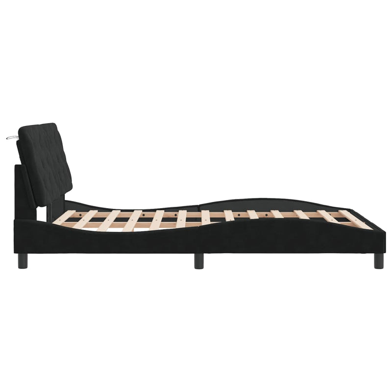 Bed Frame with Headboard Black 137x187 cm Double Size Velvet