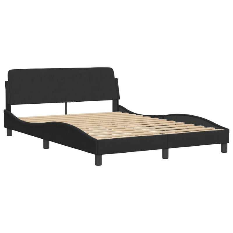 Bed Frame with Headboard Black 137x187 cm Double Size Velvet