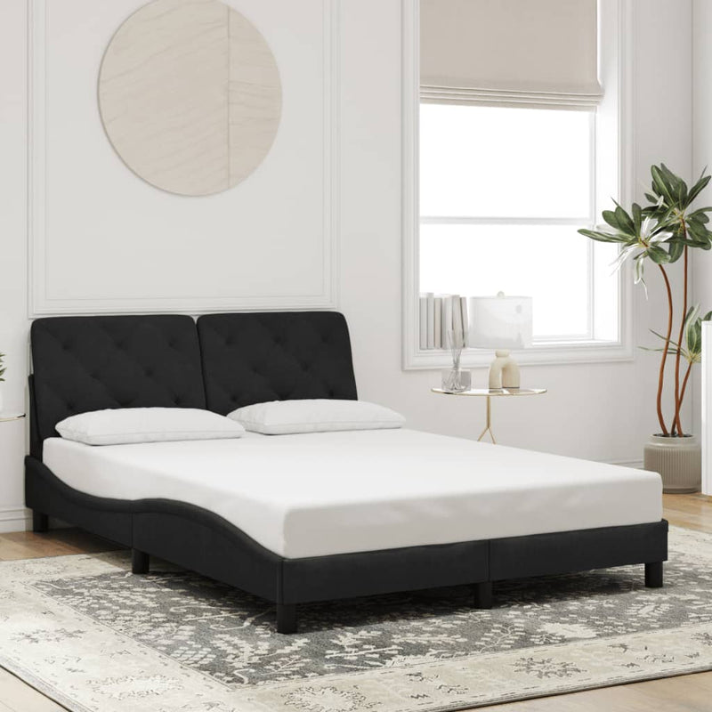 Bed Frame with Headboard Black 137x187 cm Double Size Velvet