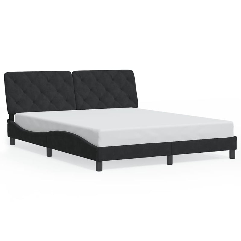 Bed Frame without Mattress Black 152x203 cm Queen Velvet