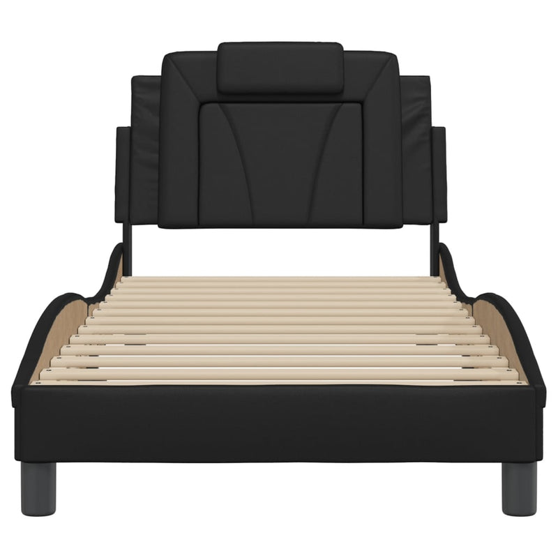 Bed Frame with Headboard Black 90x190 cm Faux Leather