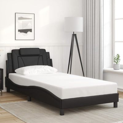 Bed Frame without Mattress Black 107x203 cm King Single Faux Leather