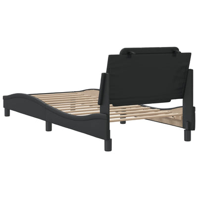 Bed Frame with Headboard Black 92x187 cm Single Size Faux Leather