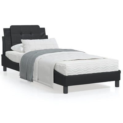 Bed Frame with Headboard Black 92x187 cm Single Size Faux Leather
