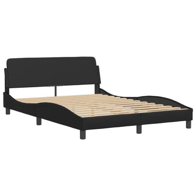 Bed Frame with Headboard Black 137x187 cm Double Size Faux Leather