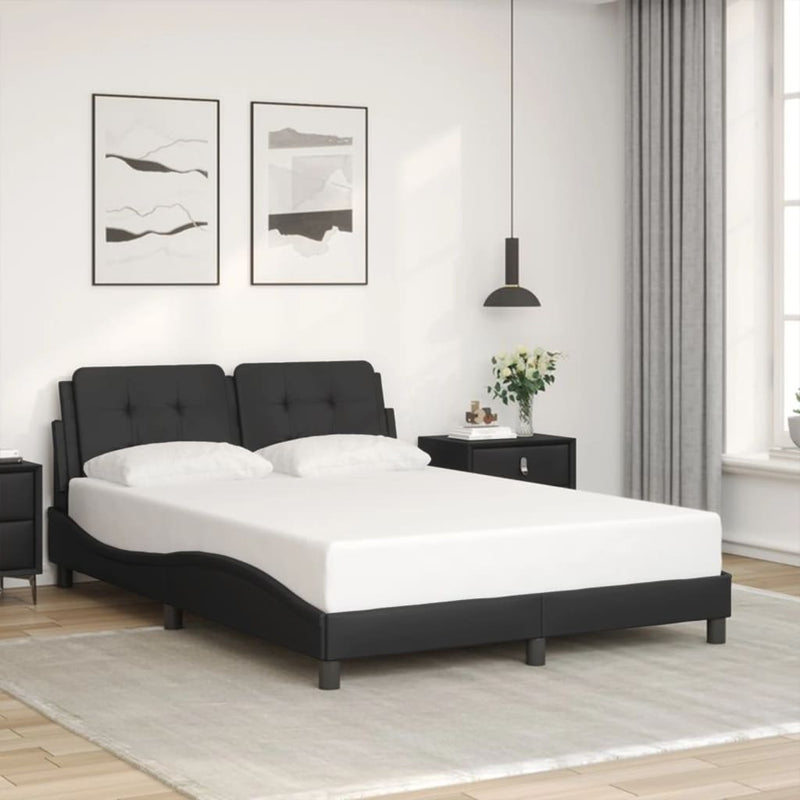 Bed Frame with Headboard Black 137x187 cm Double Size Faux Leather