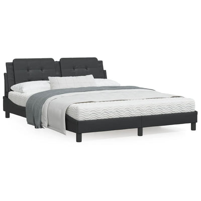 Bed Frame with Headboard Black 153x203 Queen Size Faux Leather