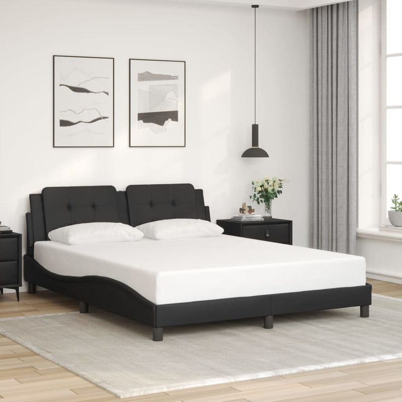 Bed Frame without Mattress Black 152x203 cm Queen Faux Leather