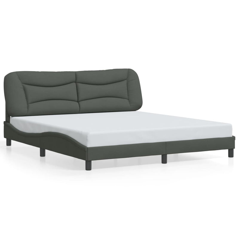 Bed Frame with LED without Mattress Dark Grey 183x203 cm King Fabric