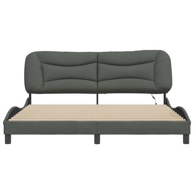 Bed Frame with LED without Mattress Dark Grey 183x203 cm King Fabric