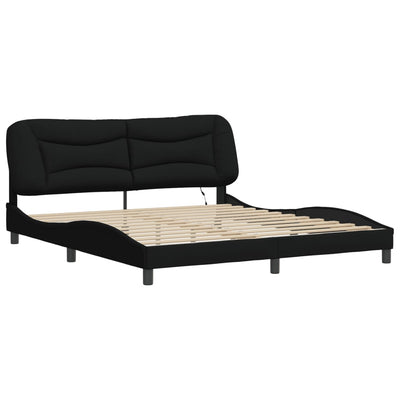 Bed Frame with LED Lights Black 183x203 cm King Size Fabric