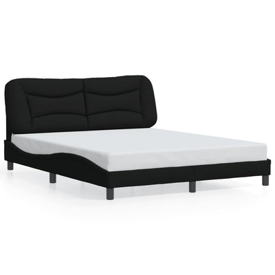 Bed Frame with LED without Mattress Black 152x203 cm Queen Fabric