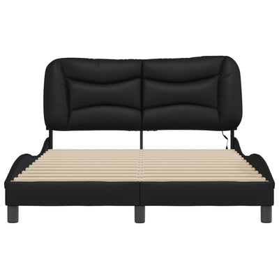 Bed Frame with LED without Mattress Black 137x187 cm Double