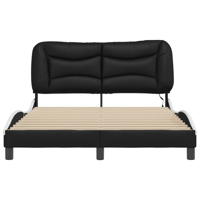 Bed Frame with LED without Mattress Black and White 137x187 cm Double