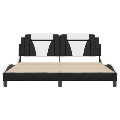 Bed Frame with LED without Mattress Black and White 183x203 cm King